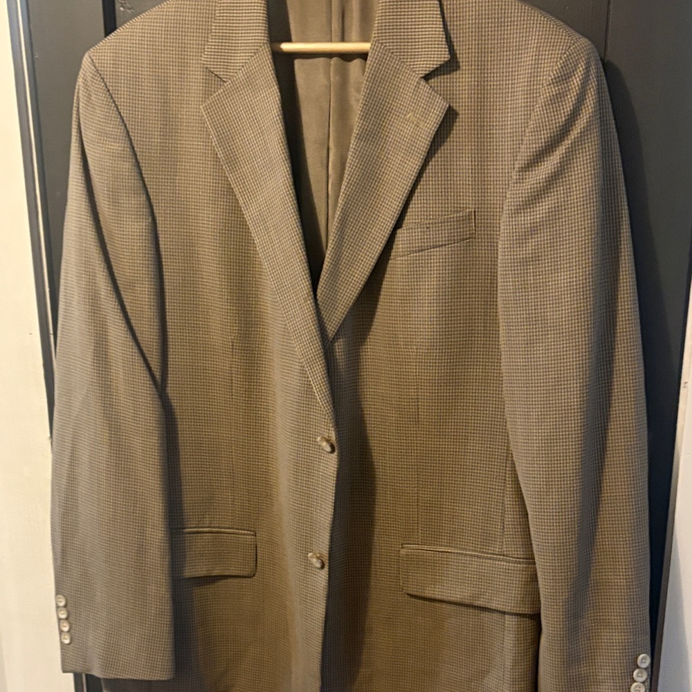 Oscar de la Renta Men's Classic Tan/Brown Houndstooth Blazer/Sport Coat